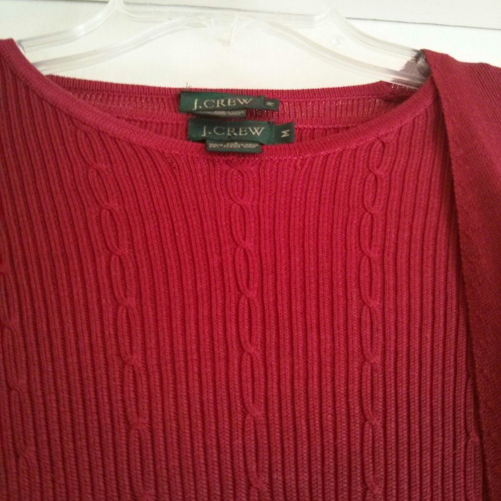 Red J Crew 100% Silk Twinset Size M Old Money Classic Preppy Academia Librarian - Picture 12 of 16